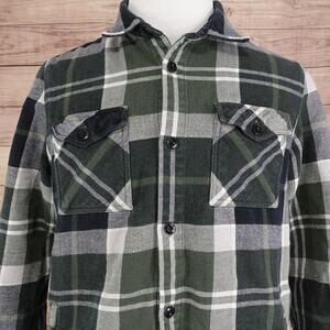 Barbour Shirt Mens L Green Plaid Flannel Long Sleeve Button Up Pockets
